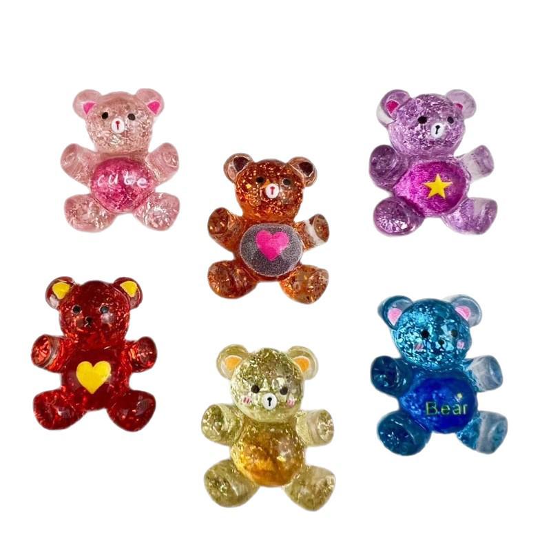 DIY Cute Colorful Bear Resin Accessories for Crafts: Ornaments, Hair Accessories, Earrings, Phone Lanyards