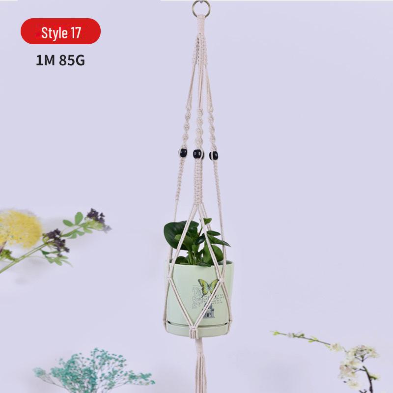 Handwoven Hanging Basket for Flower Pots - Decorative Gardening Net Rack