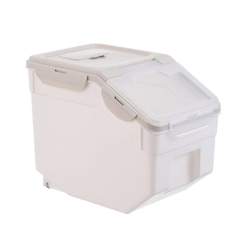 Airtight Pet Food Storage Container Large Capacity Snap Lock Lid Dog Cat Dry Food Rice Bin Beige
