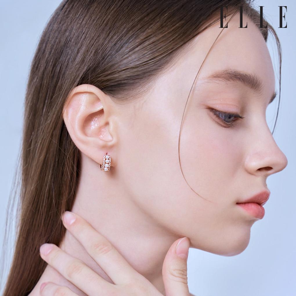 14K Mixed Pearl Q One-Touch Earrings (Gold Pin) ELGPEE431