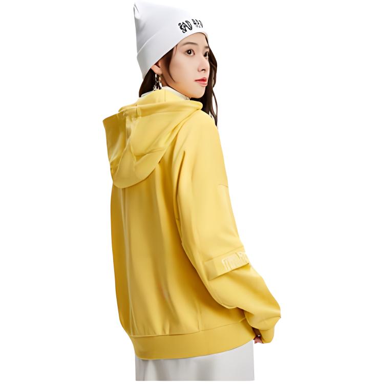 Li Ning X Disney Kollaboration Sportmode Serie Mickey Print Lockerer Pullover Hoodie Damen Hoodies Milch-Bonbon-Gelb AWDR328-2