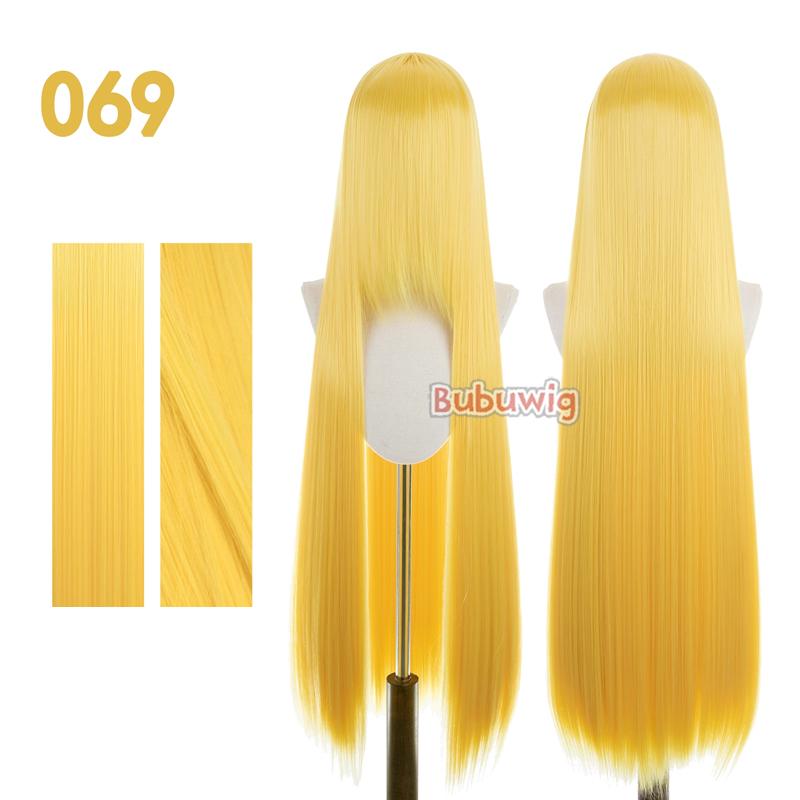 Bubuwig Synthetic Hair 100cm Long Straight Pure Color Cosplay Wigs Over 100 Colors Black White Red Blue Brown Wig Heat Resistant