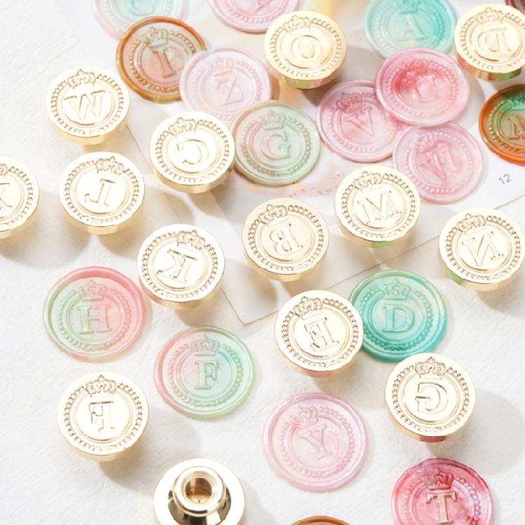 Brass Head Seal Stamp Crown Letters Sealing Wax Stamp for Letter Invitations Decoration English Letters Wax Seal Stamp