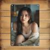 Metalowy Znak Reklamowy Vintage Elegancka Kobieta Retro Wystrój Domu Sztuka Ścienna Blacha