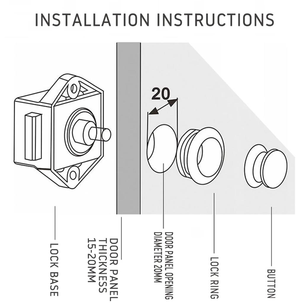 10Pcs Camper Car Push Button Latch Lock Diameter 20mm RV Caravan Motor Home Cabinet Drawer Latch Locks For Furniture Hardware