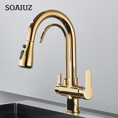 Grifo de Cocina Quyanre Negro Mate con Filtro Grúa Extraíble con Rociador Rotación 360° Grifo de Filtro de Agua Tres Vías Mezclador de Fregadero Grifo de Cocina