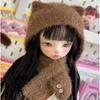 Módní chlupatá čepice s kočičími uši DIY ručně pletená vlněná čepice šála pro panenky 1/4 1/6 BJD 30/45cm