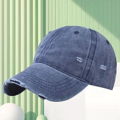 Washed and Old Baseball Caps Can Be Worn In All Seasons, Men's Fashion Ripped Rough Edge Cap Print Hat