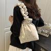 Sweet Pleated Tote Bag Large Capacity Drawstring Handbag Trendy Nylon Shoulder Bag  Commuting