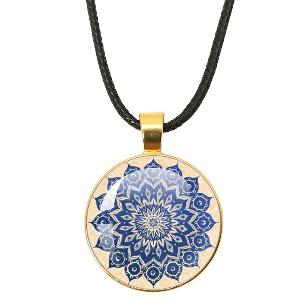 Beautiful Mandala Tree of Life Rope Chain Glass Pendant Necklaces for Women Yoga Mandala Necklaces Gift Charm Women Jewelry