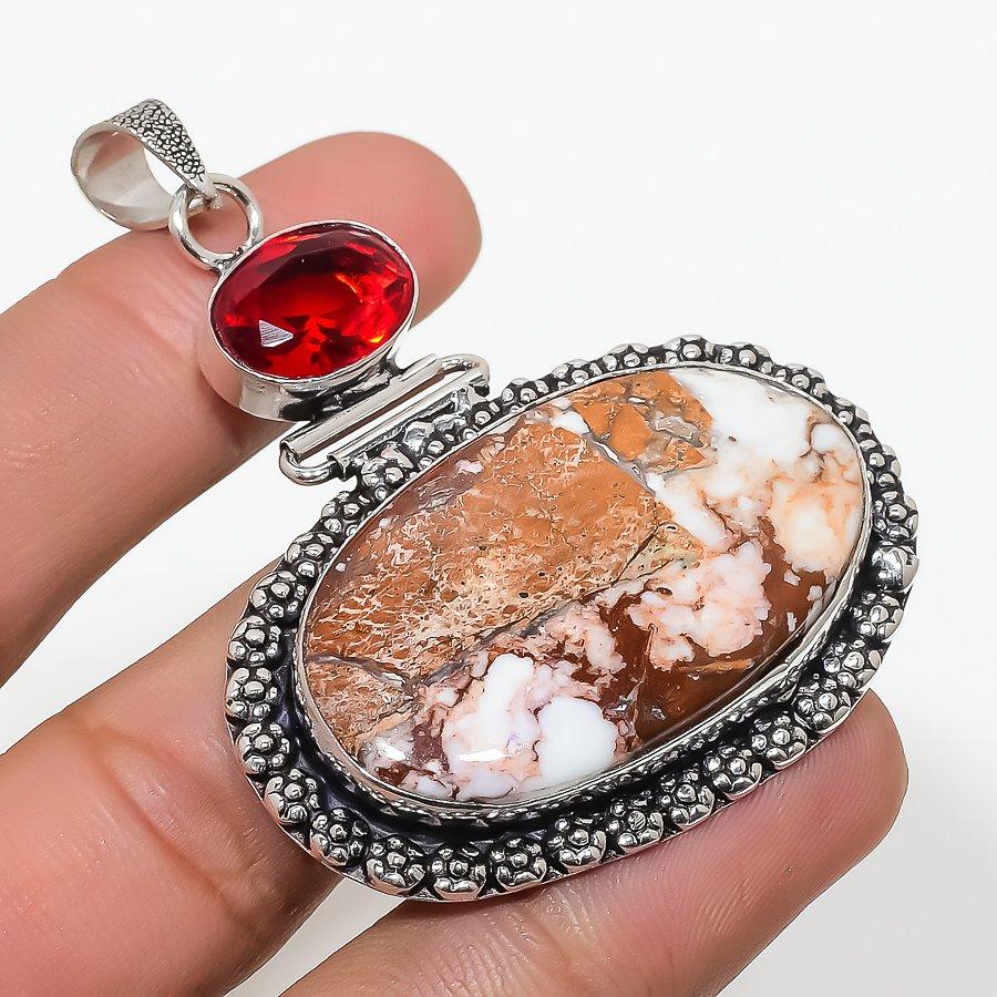 

Wild Horse, Garnet Gemstone Handmade Ethic Jewelry Pendant 2.36 SR-5972