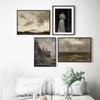 Moody Cloud Landscape Oil Painting Art Prints Rustic Forest Canvas Poster Antique Flower Print Vintage Country Wall Art Decor