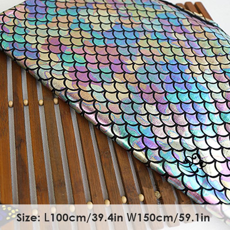 1/2/3M Laser Fish Scale Bronzing Fabric Spandex 4 Ways Stretch Fabric For Diy Sewing Dancer Swimwear Stage Performance Clothes