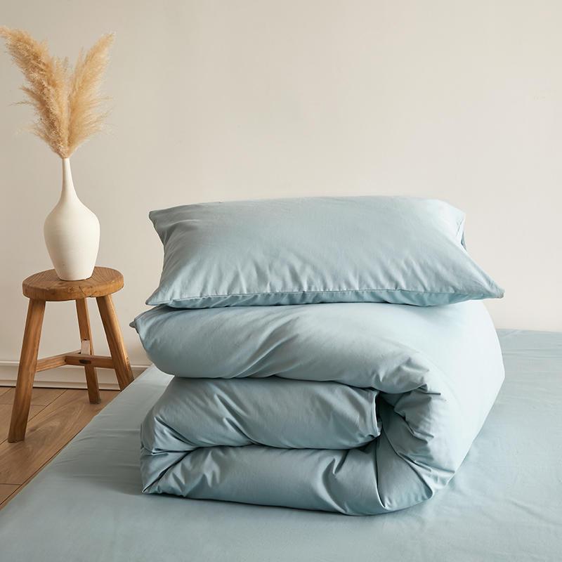 Solid Color Cotton Fitted Sheet & Pillowcase Set - Single Bed Mattress Protector