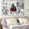 Dekoratif Poster Karikatür Tek Parça Anime Karakter Kızıl Saç Shanks Arka Plan Bez Ev Yatak Odası Duvar Dekor için