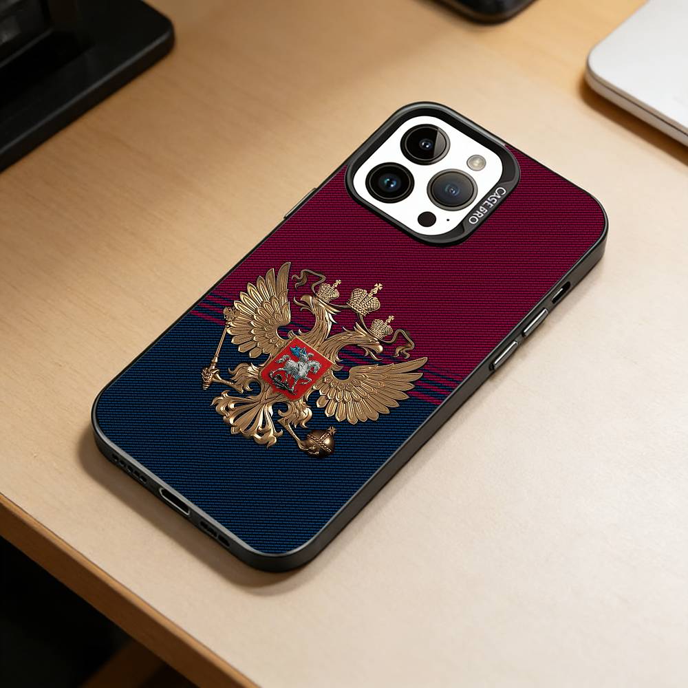 Russian National Emblem Phone Case For iPhone 17,16,15,14,13,12,11 Plus,Pro Max,XS,Colorful Silver Phone Case Funda Cover