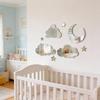 3D Moon Cloud Mirror Wall Decor Acrylic Mirror Wall Stickers Self Adhesive Decorative Moon Star Cloud Wall Decals for Baby Kids Children's Living Room