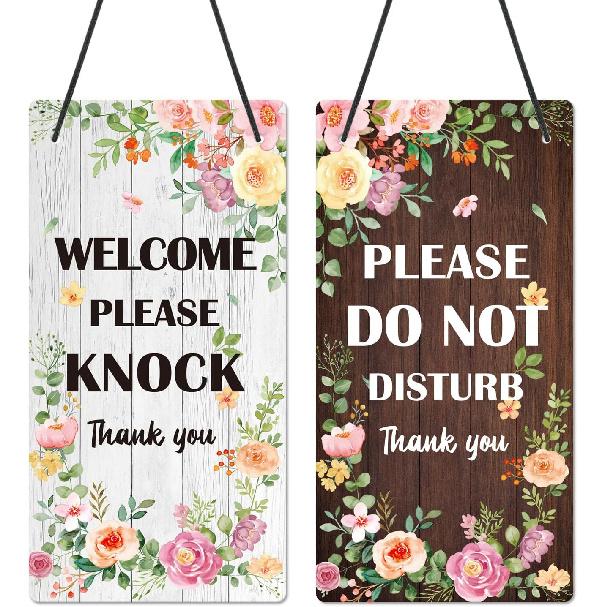 Do Not Disturb Door Hanger Sign - Brown Available Please Knock Door Signs Double Sided Reversible Hanger Plaque for Business Office Session Treatment