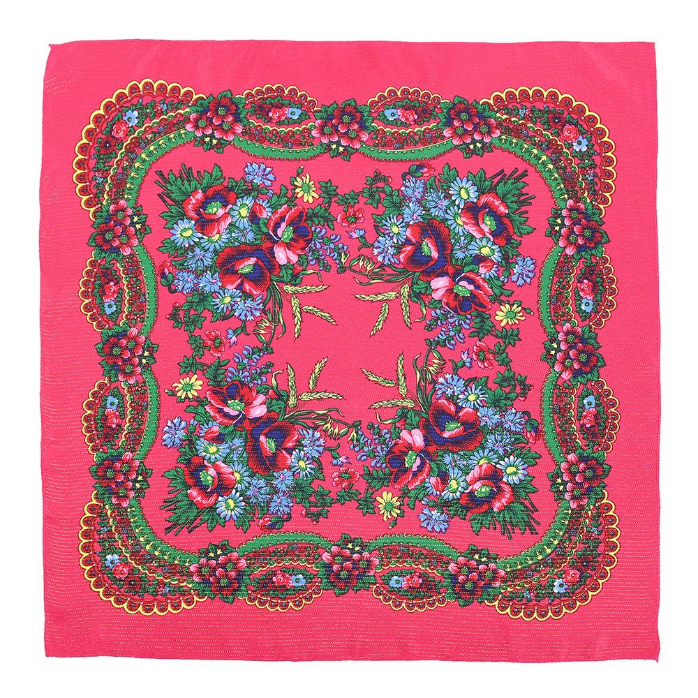 

70*70 см золотой нитью с цветочным принтом русский квадратный шарф для женщин 70x70cm розы красного