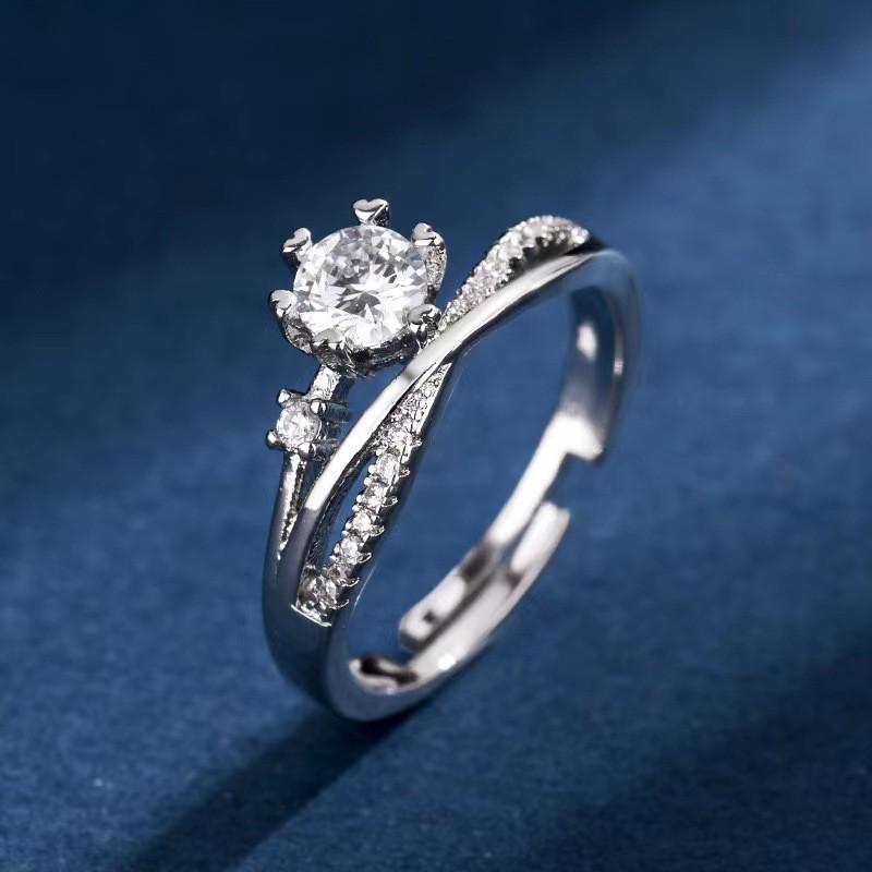 TikTok Influencer Inspired Moissanite Six-Prong Wedding Ring for Women - One Carat Jewelry