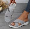 Comfortable Platform Cross Strap Sandals Breathable Elastic Fabric Slip On Lightweight Casual Summer Shoes for Women