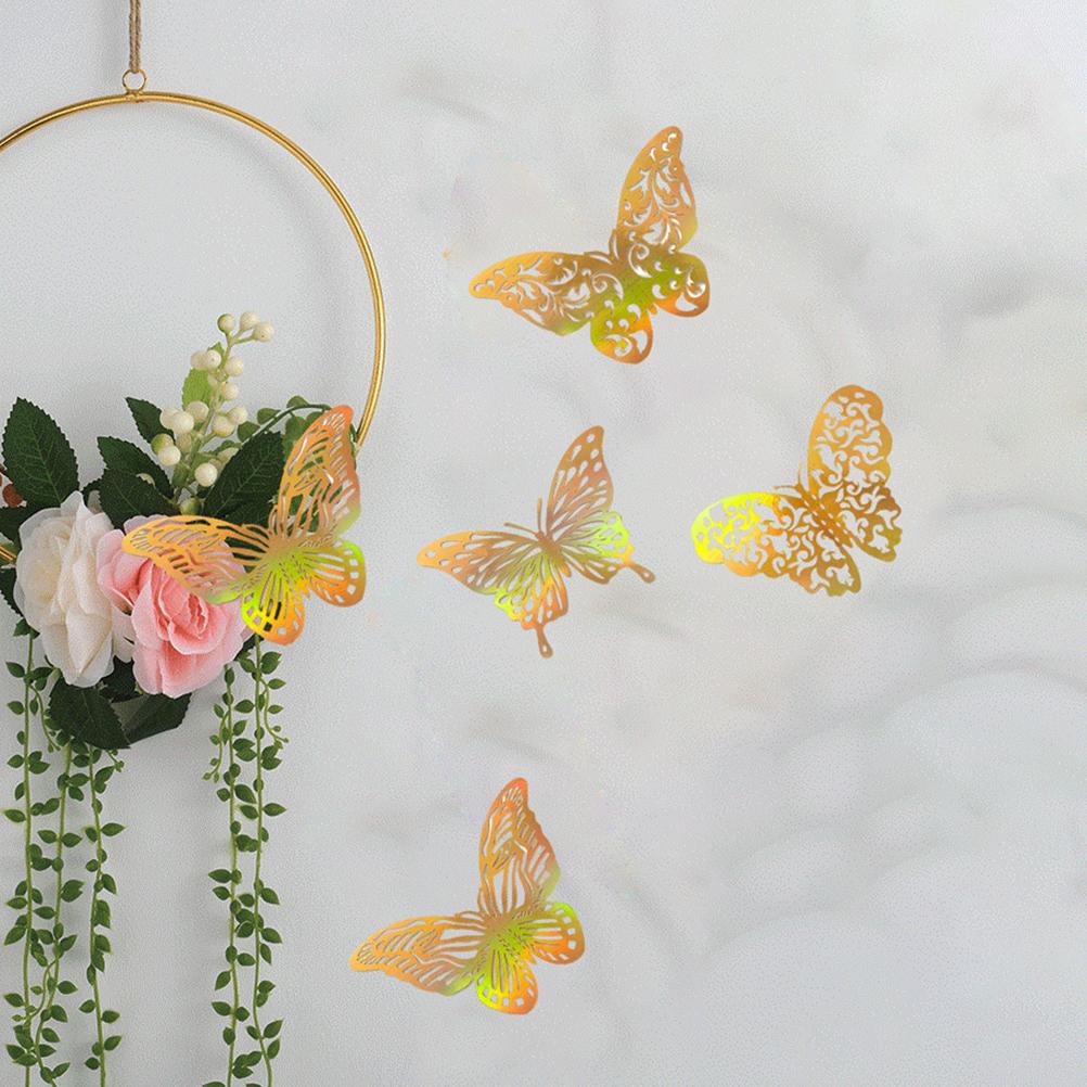 12pcs set 3D Butterfly Wall Stickers Hollow Butterfly Decoration DIY Art Decor Crafts for Bedroom and Living Room Decor