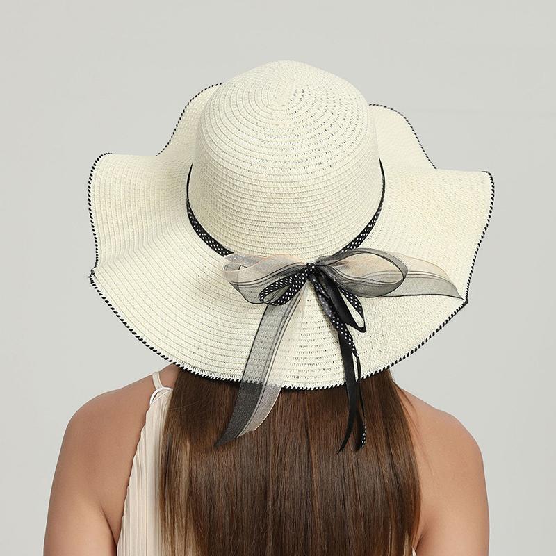 

Весна/лето 2025 г. Шляпа от солнца с лентой и узлом для взрослых, соломенная шляпа, солнцезащитная пляжная шляпа, элегантная