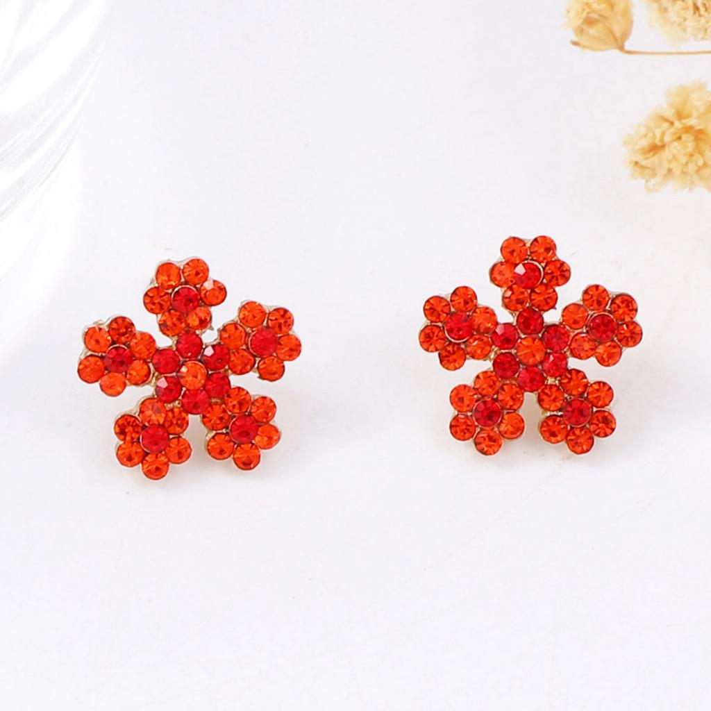 DIGADAGU Metal Rhinestone Flower Stud Earrings New Simple Elegant Earrings Women's Daily Zircon Accessories