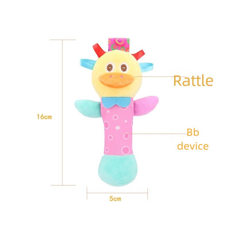 Hand Soft Crank Baby Rattles Cartoon Animal Plush Toys With Bb Call Voice Squeaky Sensory Travel Accessory For Toddlers