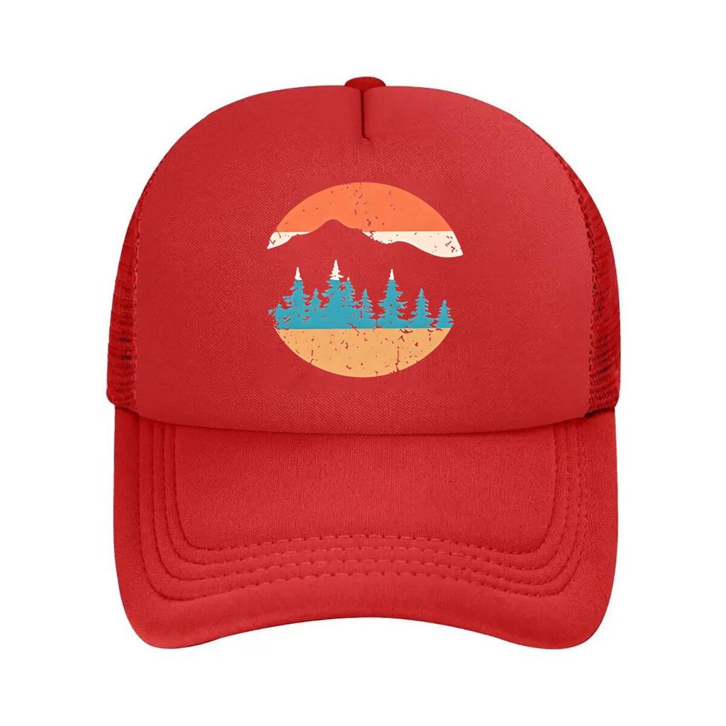 Unisexs Vintage with Forest Print Logo Distressed Outdoor Hat Suitable for Camping Casual Wear M Mesh Baseball Cap