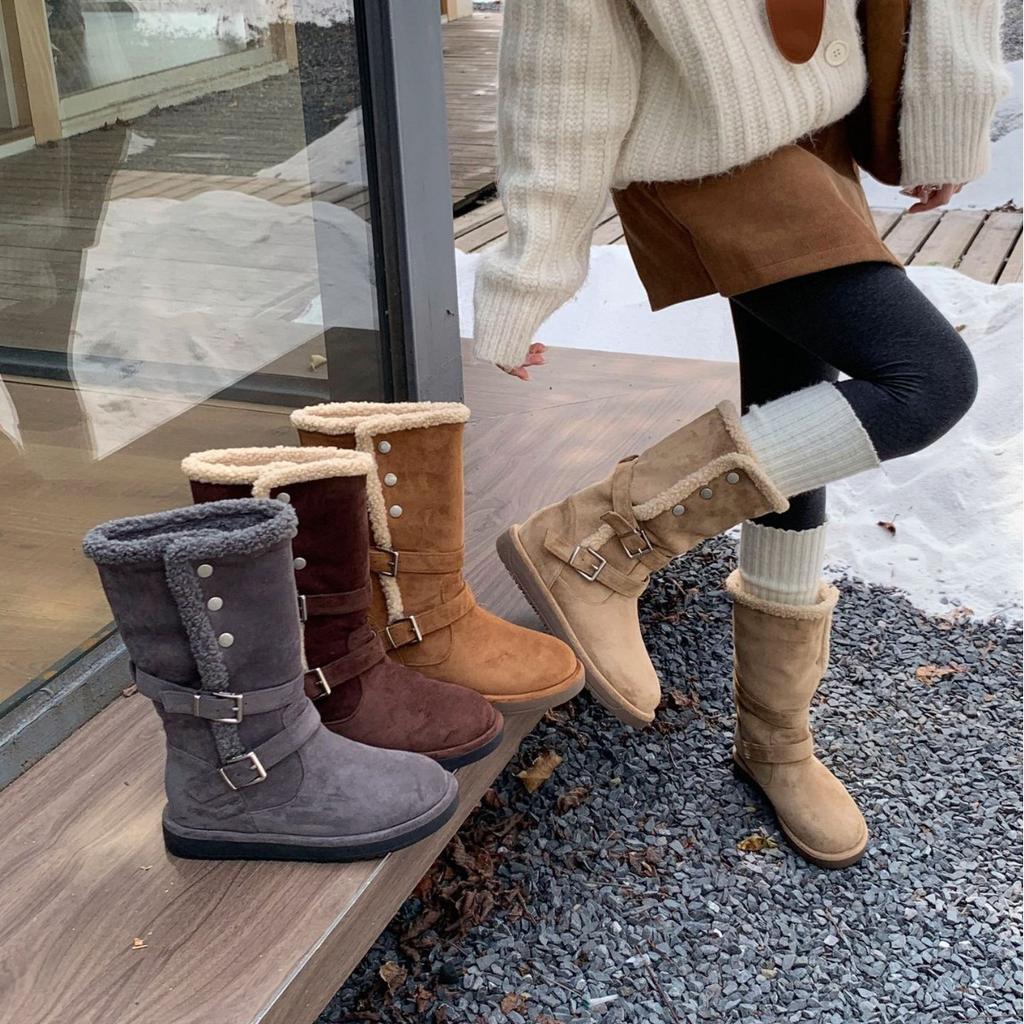 New Sheepskin and Fur Integrated Snow Boots Women's Autumn and Winter Warm and Non-slip Women's Cotton Boots Outdoor Casual Platform Women's Shoes