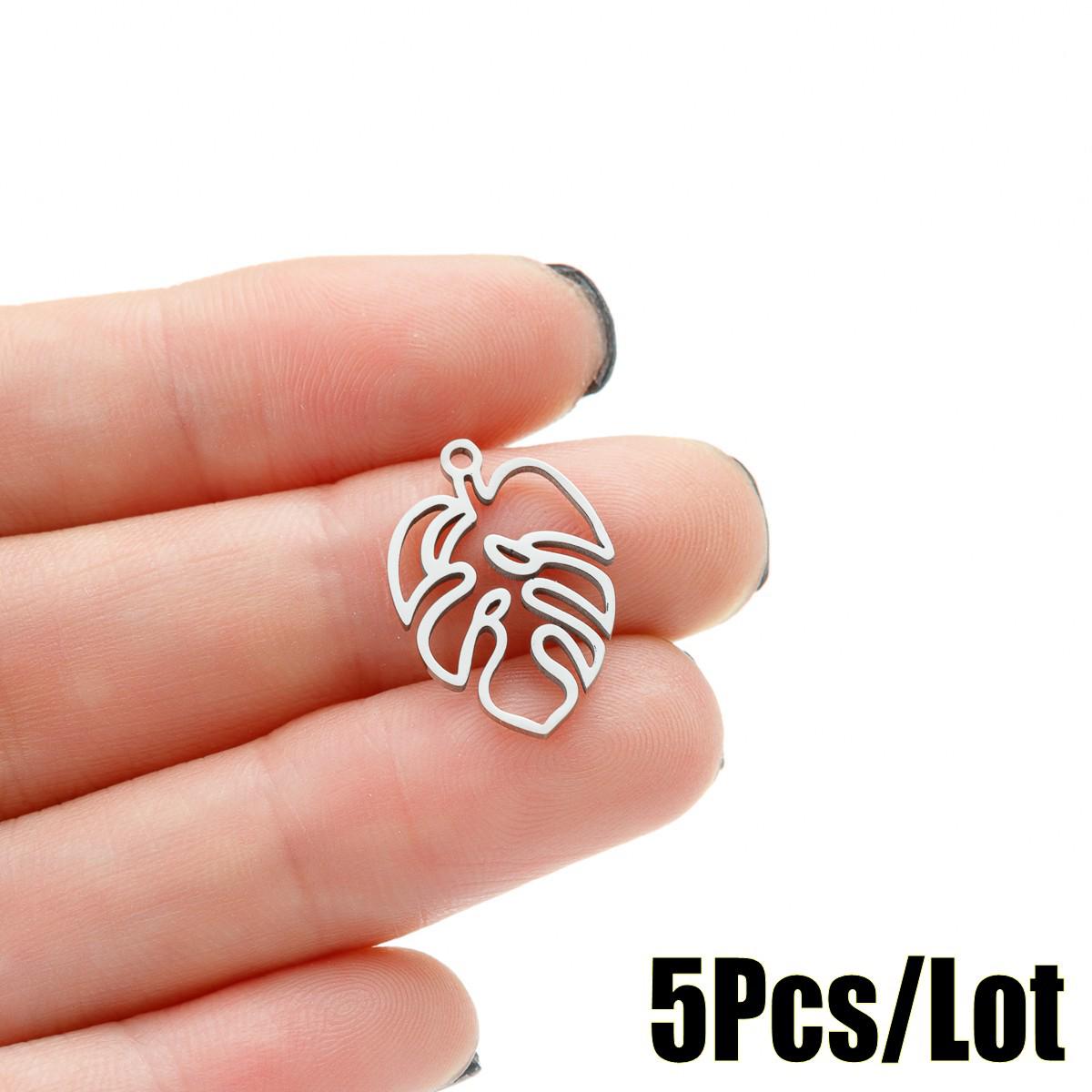 5pcs Stainless Steel Palm Tree Pendant Jewelry Accessories - Versatile & Stylish