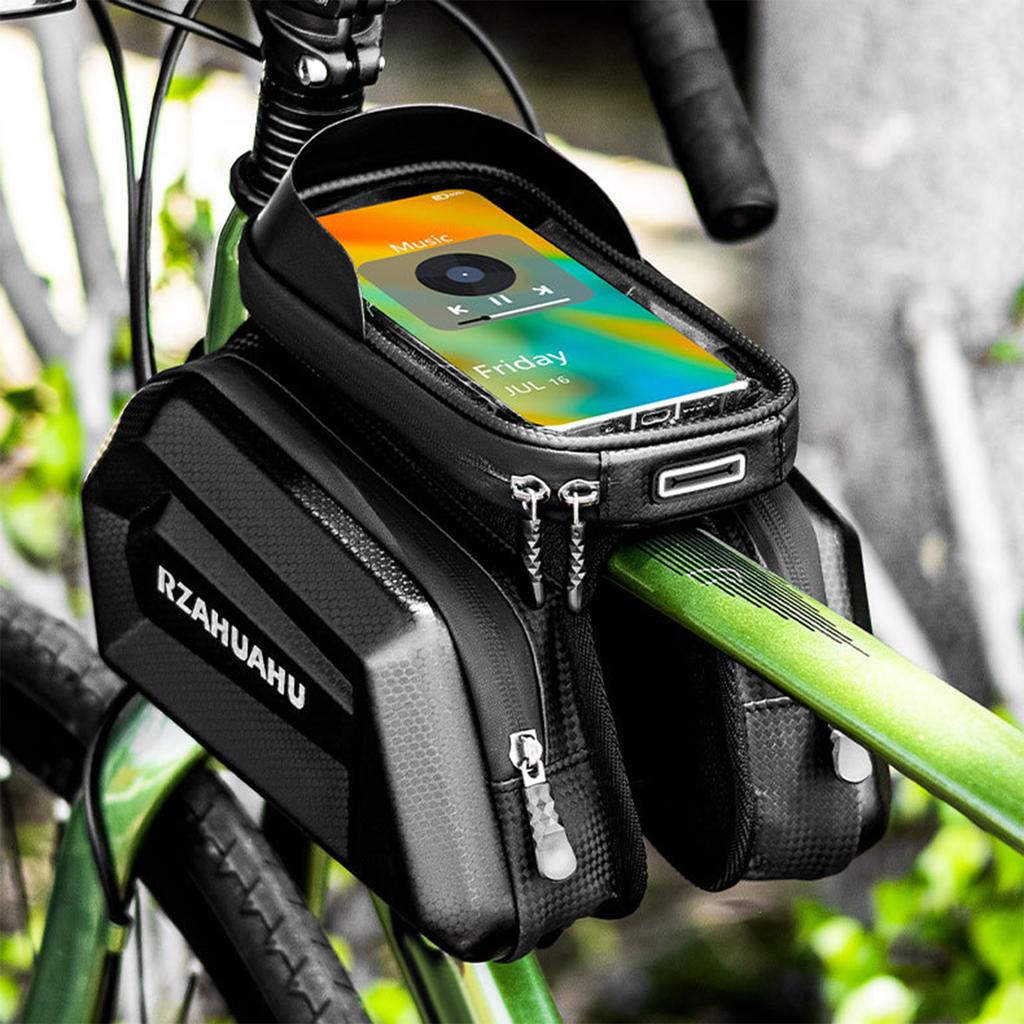 Mountainbike Rahmentasche Oberrohr Fahrradtasche PU PVC EVA Regendicht Satteltasche zum Fahren Doppeltasche Empfindlicher Touchscreen Fahrrad