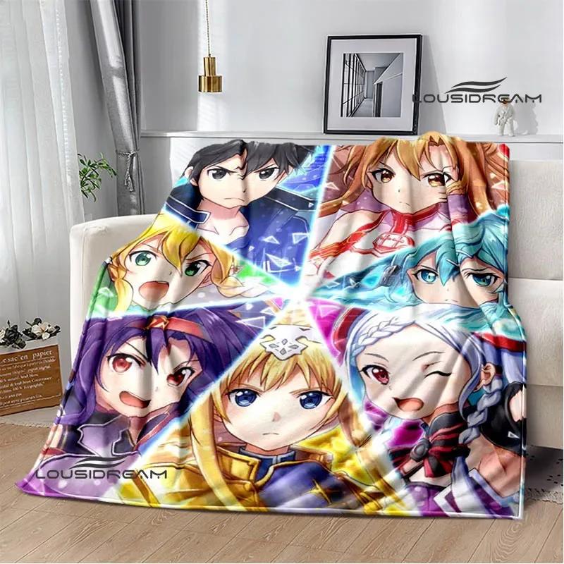 Cartoon Sword Art Online bedruckte Decken Picknickdecke Warme Flanelldecken Heim-Bettwäsche Decken für Betten Geburtstagsgeschenk