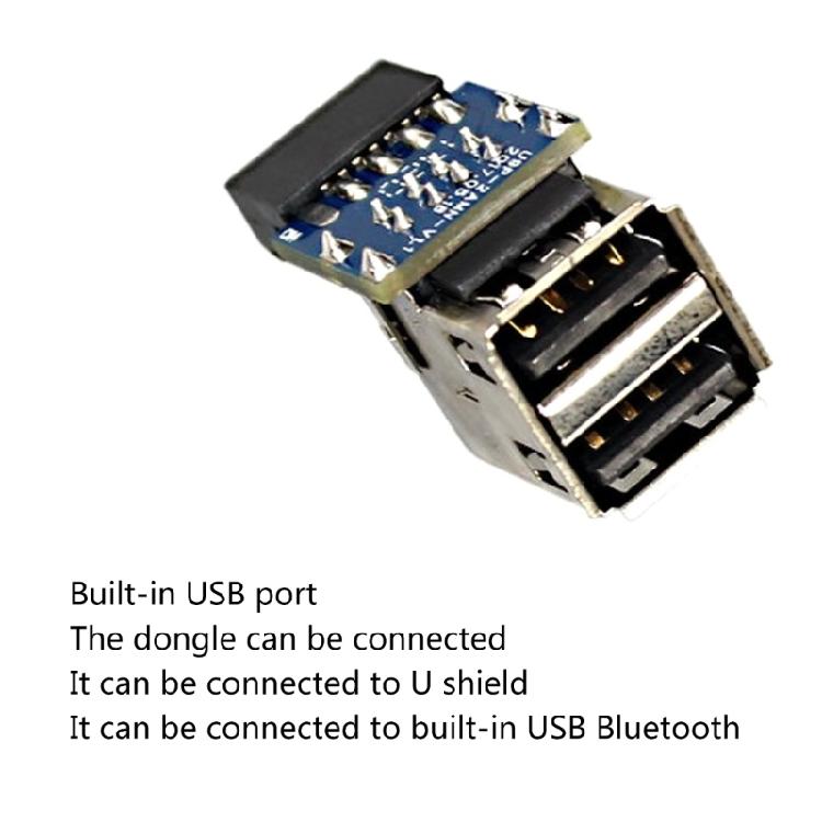 9Pin USB 2.0 Female Converter Adaptor Dual Port USB Motherboard Header Adapter - Dual Layer PH29A Type for PC