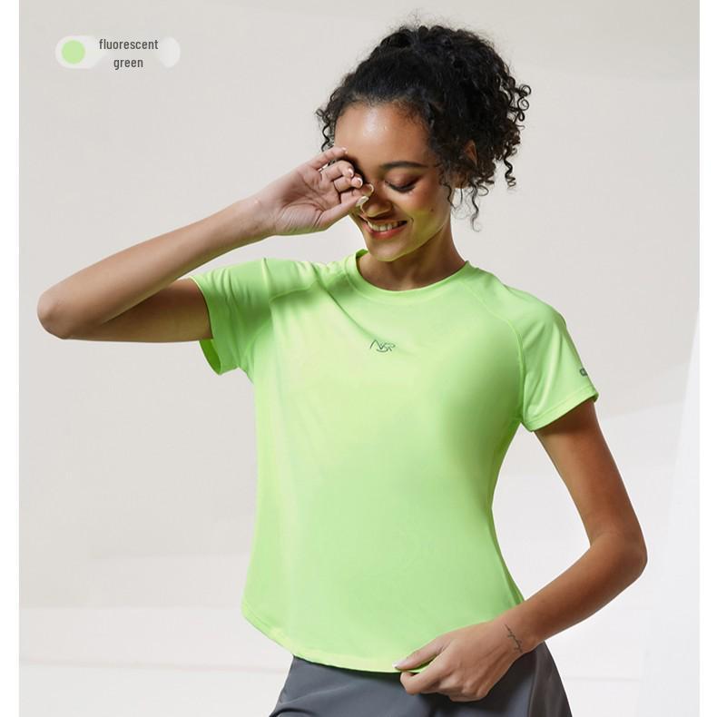 Damen Schnelltrocknendes Reflektierendes Mesh-Top - Atmungsaktives Rundhals Kurzarm für Laufen & Aerobic