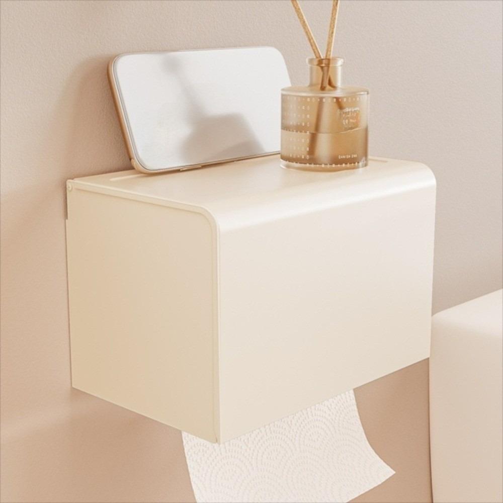 Waterproof Toilet Paper Box Wall Mounted Phone Holder Dust-proof Storage Shelf Organizer  Bathroom