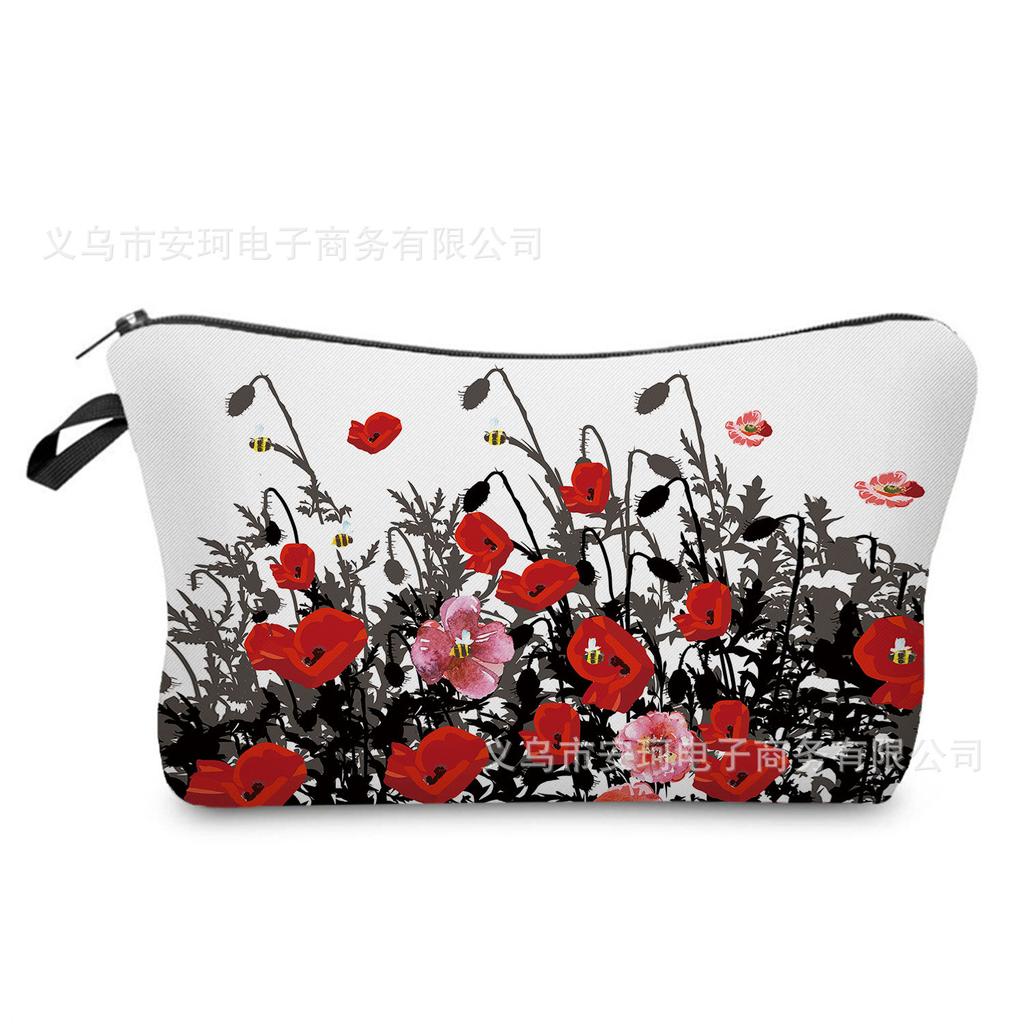 Women Flower Print Cosmetic Bag Toiletries Organize Travel Storage Case 6662
