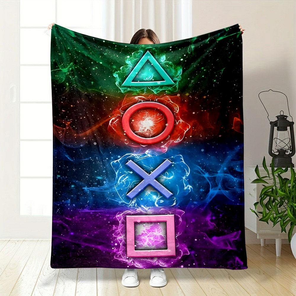 Playstation Tasten Galaxie Decke Schlafzimmer Decke für Wohnzimmer Sofa Mittagspause Weiche Gemütliche Decke für Freundes Festival Geschenk