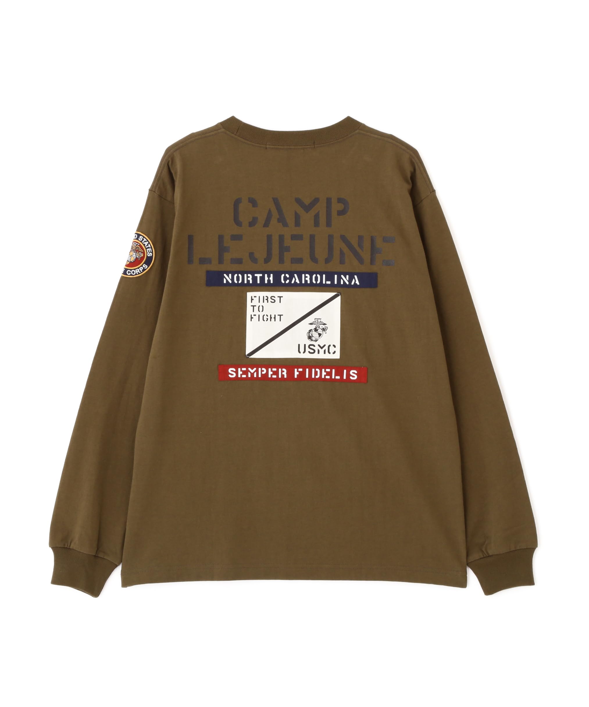 Avirex CAMP LEJEUNE PATCHED L/S T-SHIRT, Men s XL, 310, Olive, 783-5230028