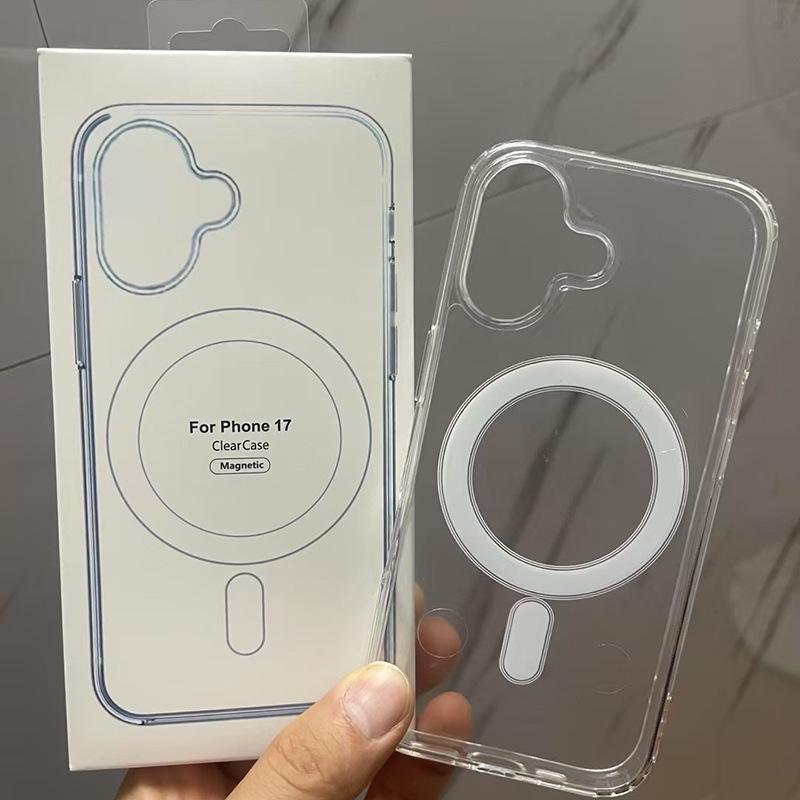 Premium Transparent Magnetic Phone Case for iPhone 17 Pro Max/16, includes original packaging and fits iPhone 15.