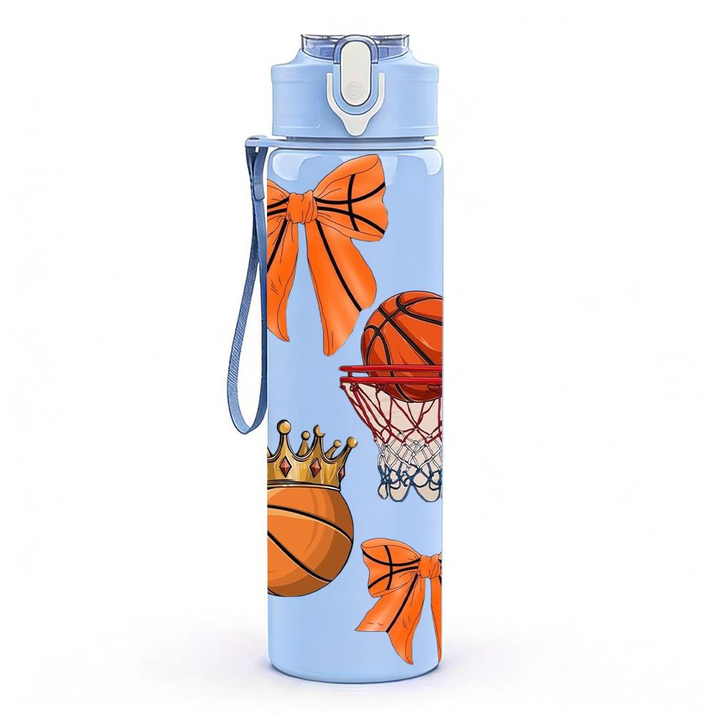 1PC Basketball Bow Trophy Combo 750ml Color Plastic Sports Water Bottle Leakproof Flip Straw Lid Suitable for Sports Office Home Use