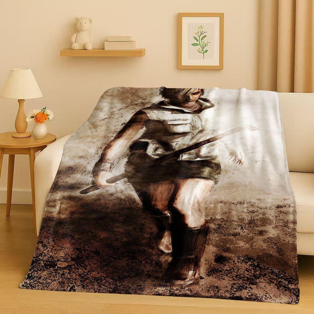 Classic Game Silent Hill Pyramid Head Horror Movie Flannel Blanket,Ultra Soft Warm Plush Throw for Home Bedroom Bed Sofa Cover