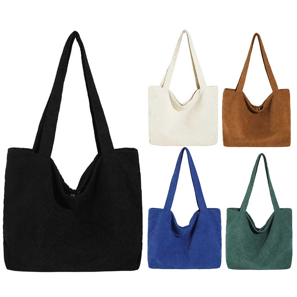 Damen Cord-Einkaufstasche, Winter-Umhängetasche, große Schultertasche, einfarbig, Hobo-Tasche