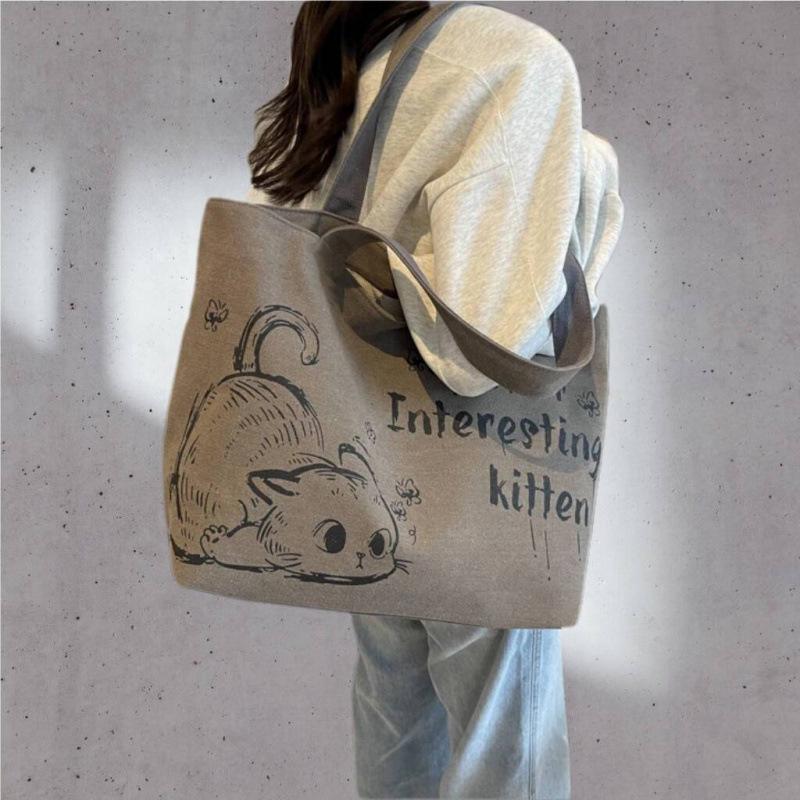 Trendy 2025 Large Canvas Tote Bag for Women - Versatile Commute or Shopping Shoulder Bag