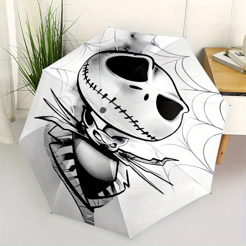 

Jack Skellington,Nightmare Before Christmas Themed Automatic Opening and Closing Folding Umbrella, Reinforced 8 Ribs, Compact Travel Design,
