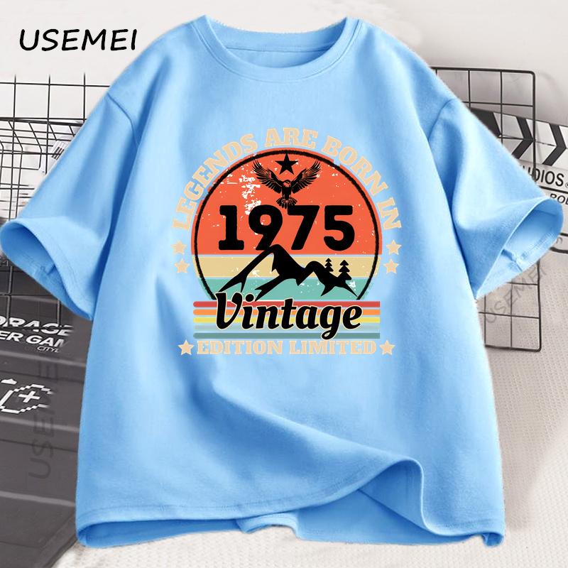 

Футболка на 50-летие для мужчин и женщин Сделано в 1975 году Винтажная футболка 50 лет Футболка на день рождения 1975 Подарок на день рождения для мужчин и женщин 4XL