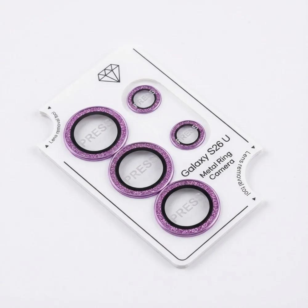 Glitter Bling Rear Camera Protection Flim For Samsung S26 Ultra Plus Edge S25 S24 S23 HD Lens Metal Ring Tempered Glass Film Cap