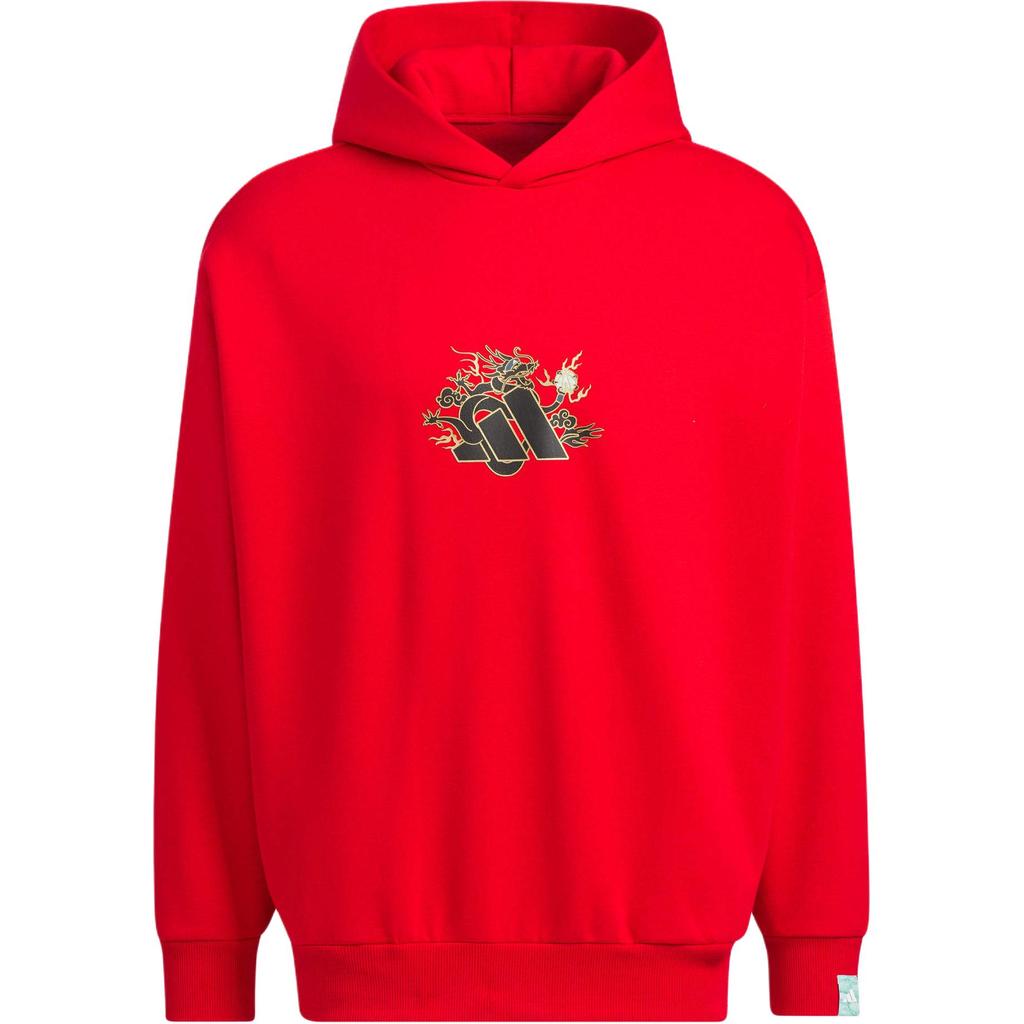 Adidas Originals FW23 Dragon Year CNY Series Hoodie With Dragon Print Logo Unisex Tops Red JE3500