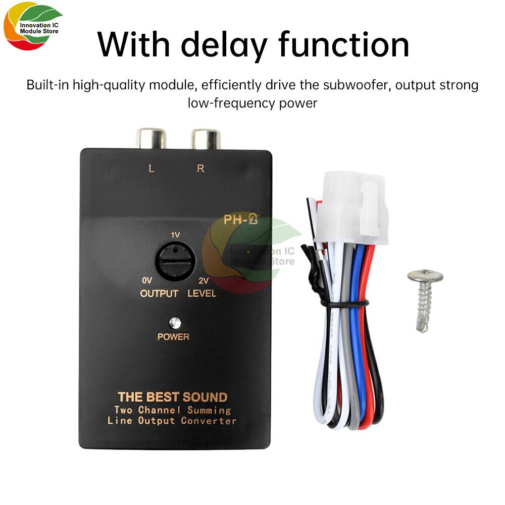 Stereo-Audio RCA-Speaker Amplifier High To Low Level Cable Output Converter Adapter Wiring Auto with Delay Time Function